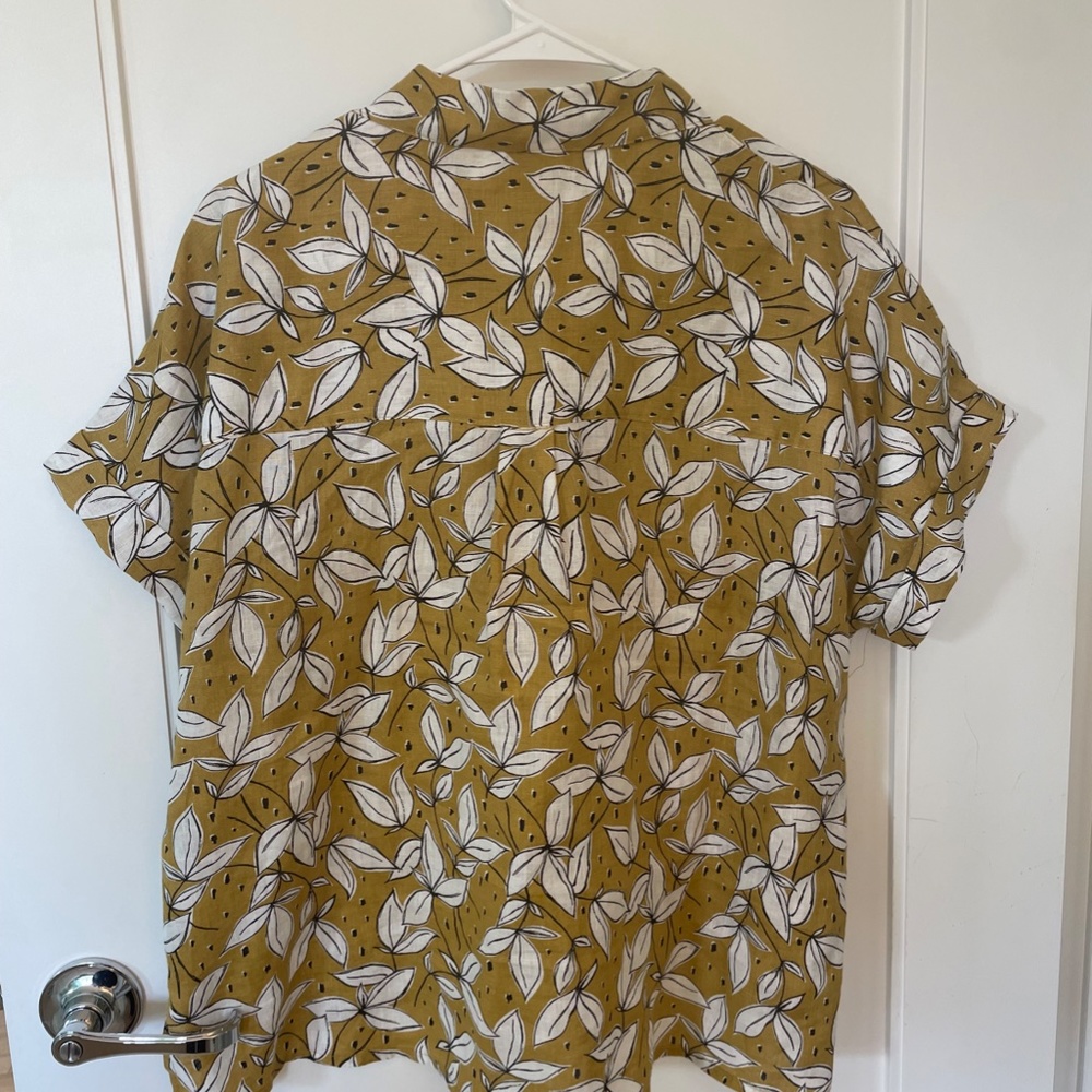 RACHEL ZOE 100% LINEN  MEDIUM GOLD AND WHITE BUTTON DOWN SHIRT - Picture 8 of 8